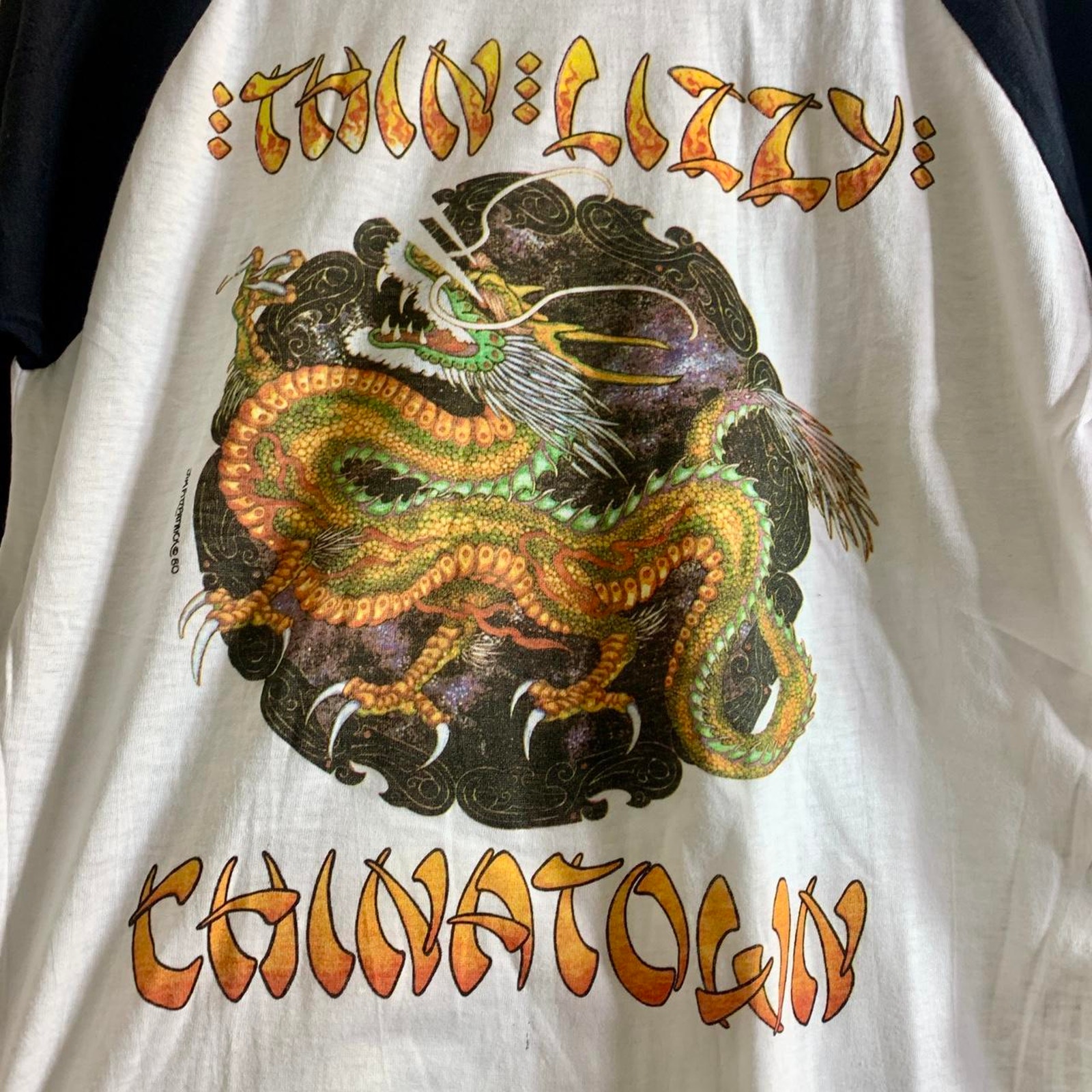 1980 Thin Lizzy Chinatown Single Stitch Raglan Baseball Jersey Tee Shirt Large